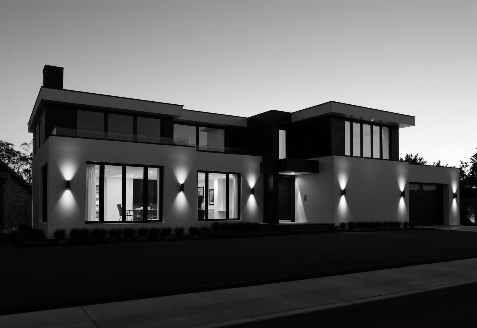 Modern luxury home at dusk